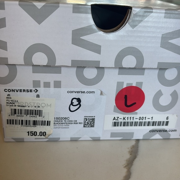 Comme de Garçon PLAY x Converse Unisex Chuck Taylor Lace Up Sneakers - Picture 12 of 12